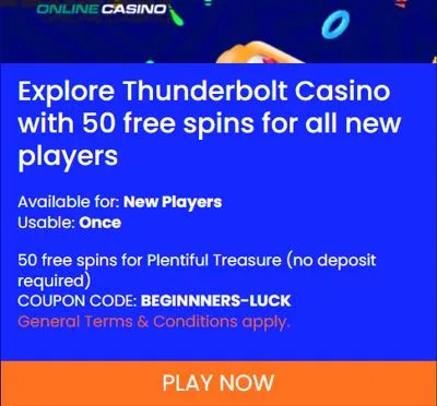 Thunderbolt casino no deposit free spins