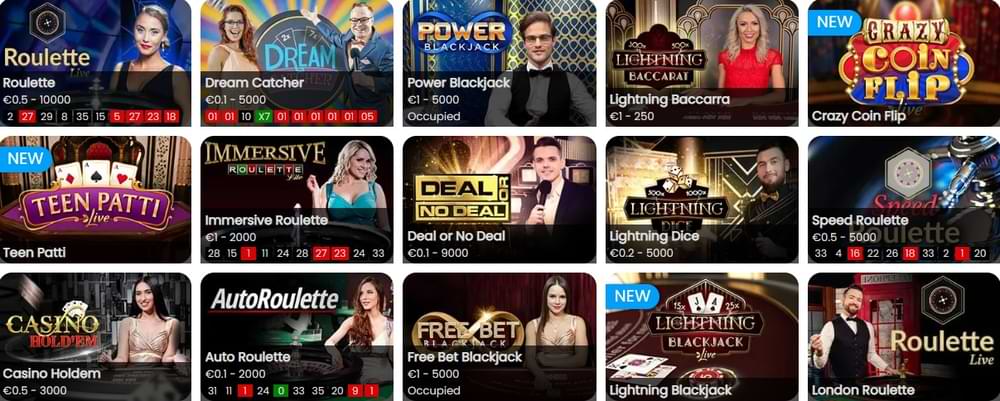 MrPlay Casino table live games