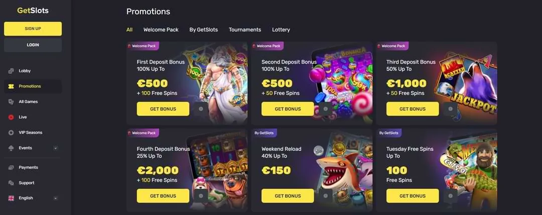 GetSlots Casino promotions